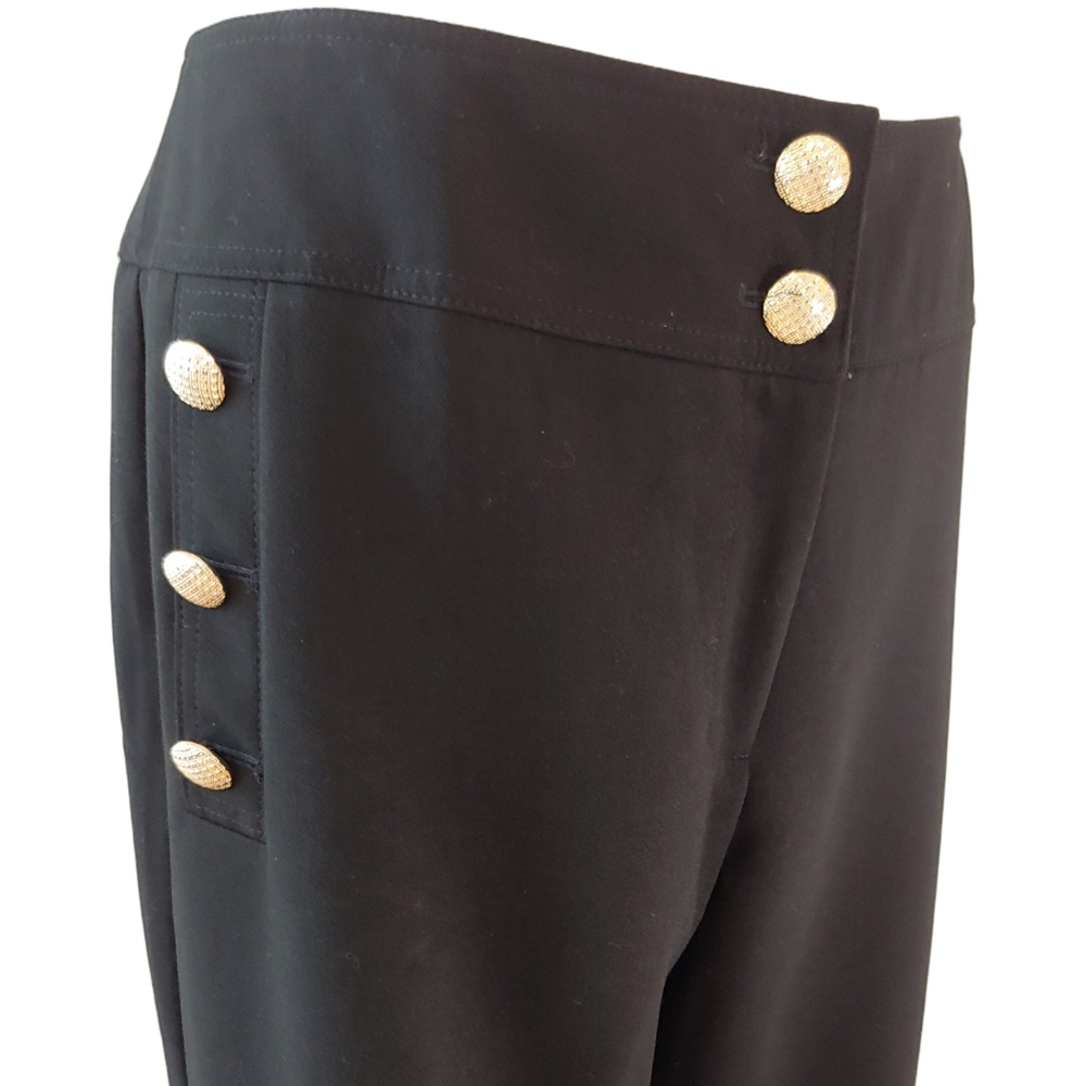 Chico's Nautical Black Dress Cropped Pants with Button Detail size 2.5 (14) NWT - Picture 6 of 17
